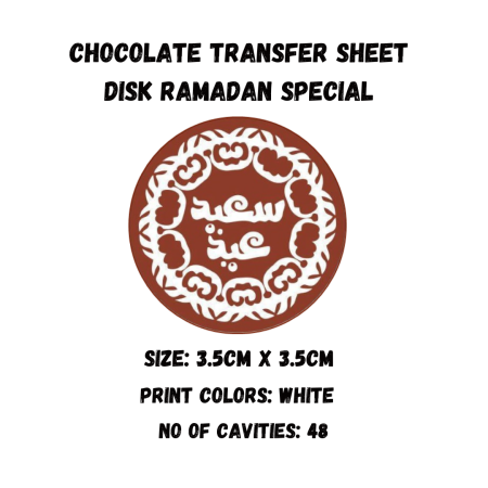 Chocolate Transfer Sheet Round Disk Eid Mubarak Version-5