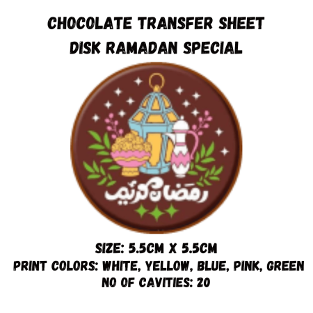 Chocolate Transfer Sheet Round Disk Ramadan Festival