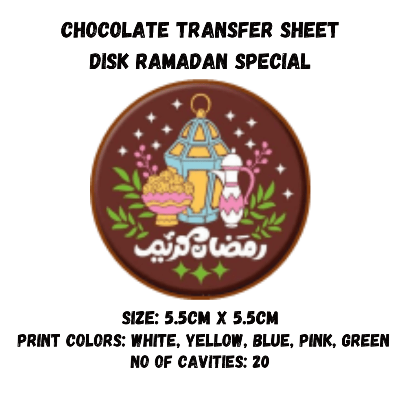 Chocolate Transfer Sheet Round Disk Ramadan Festival
