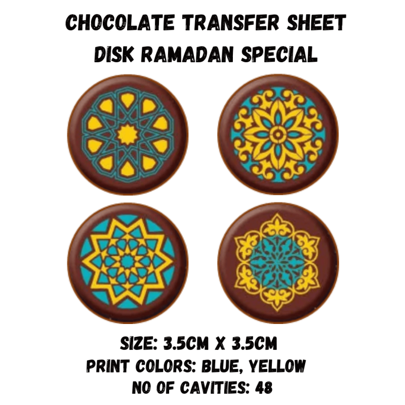 Chocolate Transfer Sheet Round Disk Ramadan Special - Blue