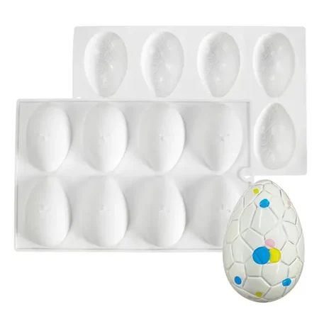 8 Cavity Easter Cracked Egg Shaped Chocolate, Jelly, Candy Silicone Mould 1pc