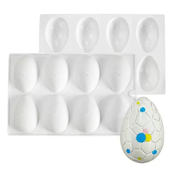 8 Cavity Cracked Egg Shaped Chocolate, Jelly, Candy Silicone Mould 1pc