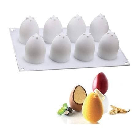 8 Cavity Easter Egg Shaped Mousse Cake, Chocolate, Jelly, Candy Silicone Mould 1pc