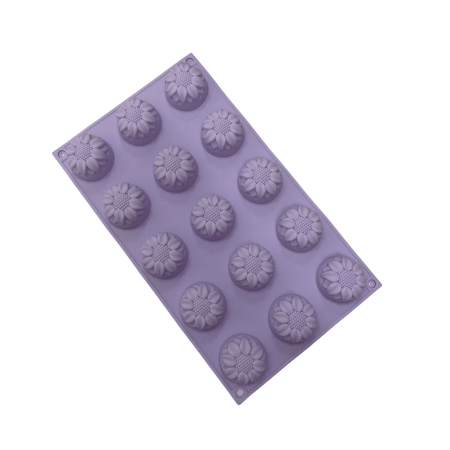 12 Cavity Round Flower Shape Silicone Mould
