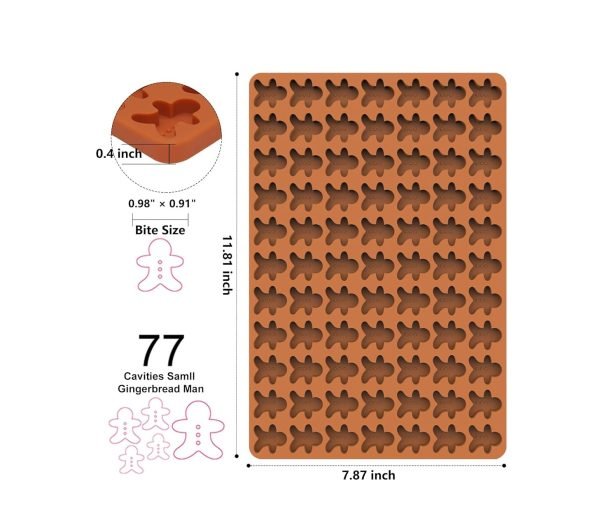 77 Cavity Gingerbread Man Shaped Chocolate Jelly Candy Silicone Mould - Image 3