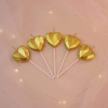 Metallic Finished Heart Shape Candle Gold