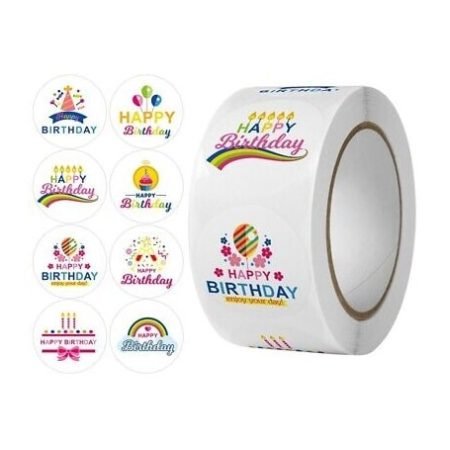 Happy Birthday Stickers 500pcs Roll