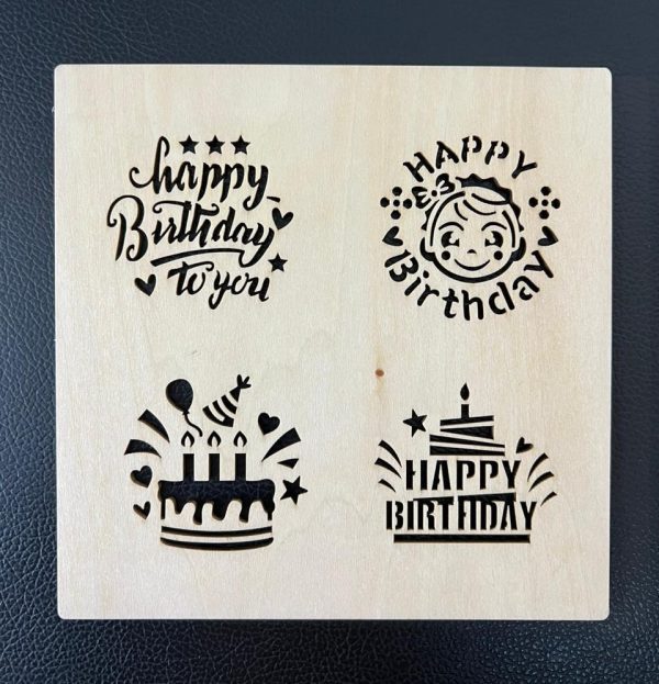 Happy Birthday Wooden Biscuit Embossing Tool