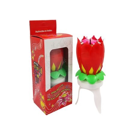 Flower Musical Birthday Candle - Red