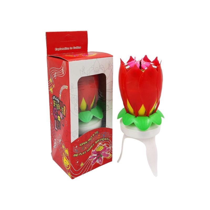 Flower Musical Birthday Candle - Red