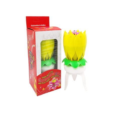 Flower Musical Birthday Candle - Yellow