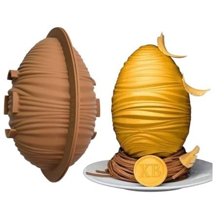 Easter Large Engraved Egg Shaped Chocolate, Jelly, Candy Silicone Mould