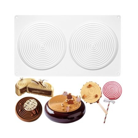 2 Cavity Large Spiral Shaped Chocolate,Jelly,Mousse cake,Lollipop Silicone Mould