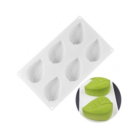 6 Cavity Leaf Shaped Chocolate, Jelly, Candy Silicone Mould 1pc