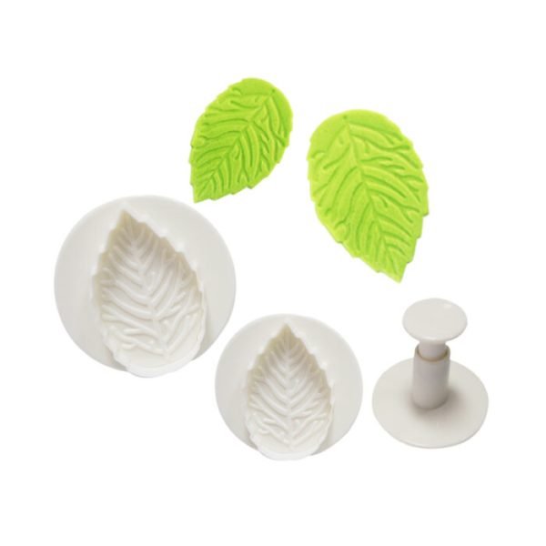Mini Rose Leaf Shape Shape Cookie Fondant Plunger Cutter Set of 3pcs