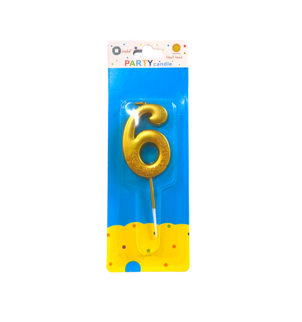 Number Six Gold Candle