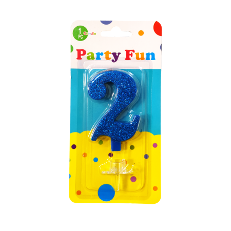 Blue Number Two Happy Birthday Candle