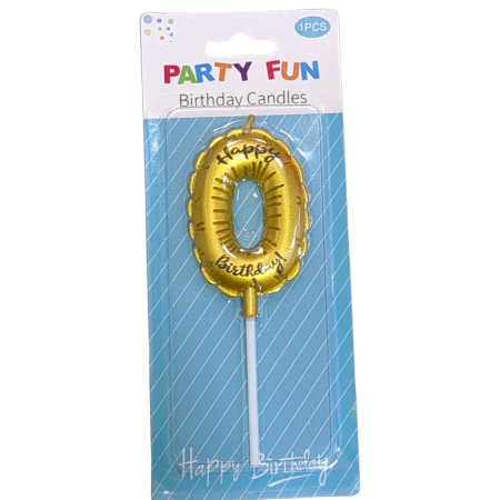 Number Zero Birthday Candles – Gold