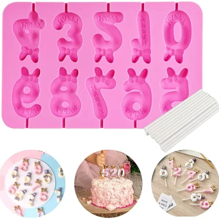 Numbers with happy Tag Shaped Lollipop,Chocolate,Jelly,Candy Silicone Mould