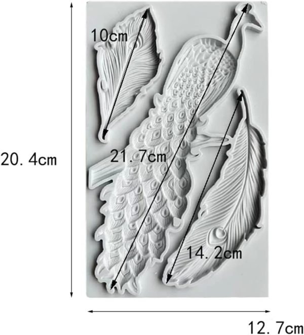 Peacock and Feathers Shaped Silicone Fondant Mould - Image 2