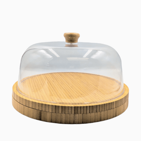 Wooden Cake Stand With Acrylic Dome (30cm x 17cm)