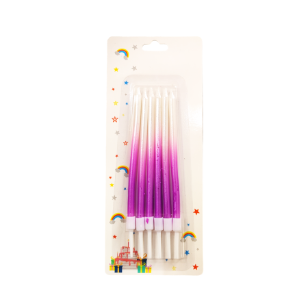 6-Pieces Long Spiral Shiny Birthday Candle – Purple