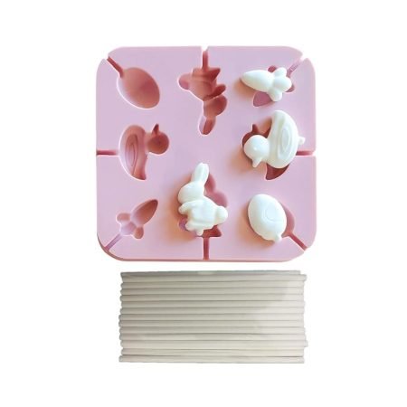 8 Cavity Easter Rabbit,Duck,Carrot,Egg Shaped Chocolate, Jelly, Candy Lollipop Silicone Mould 1pc