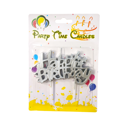 Happy Birthday Candle – Silver