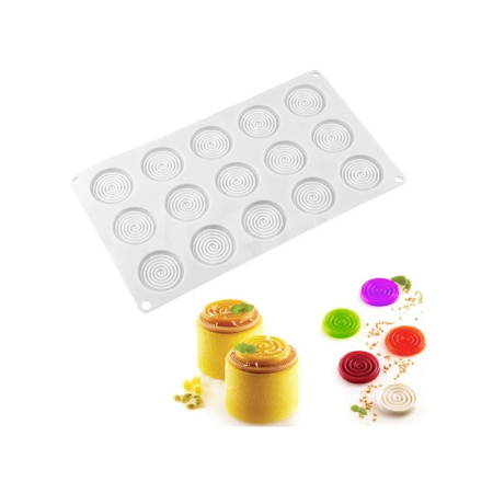 15 Cavity Spiral Shaped Chocolate, Jelly, Candy Silicone Mould 1pc