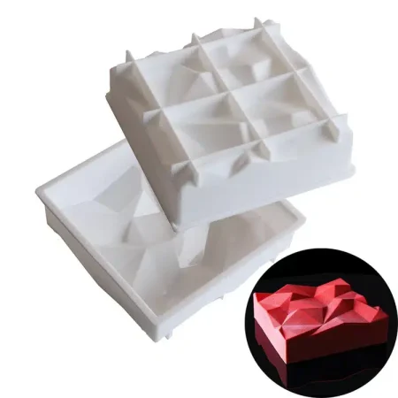Square Geometric Wave Shape Mousse Cake,Chocolate, Jelly, Candy Silicone Mould 1pc