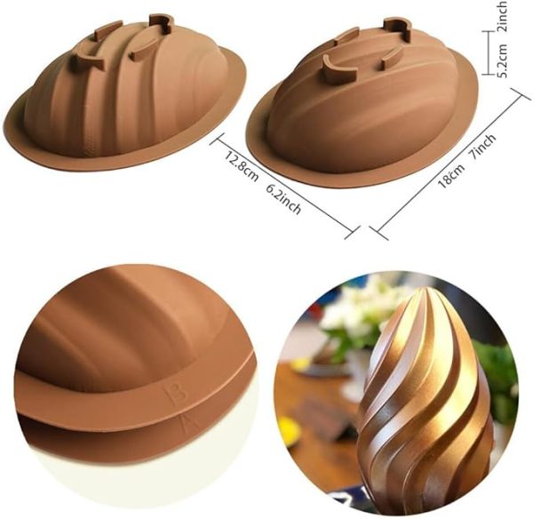 Large Swirl Egg Shaped Chocolate Silicone Mould - Image 2