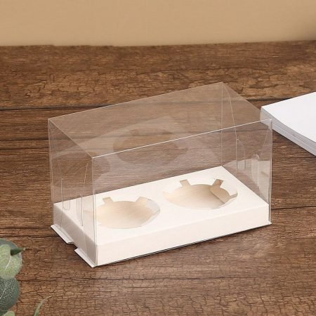 Transparent Clear Lid Cupcake Box 2 Holes