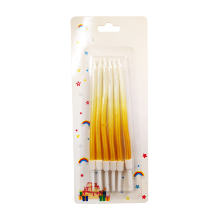6-Pieces Long Spiral Shiny Birthday Candle – Yellow