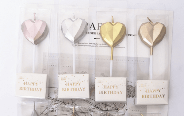 Metallic Finished Heart Shape Candle Gold - Image 2