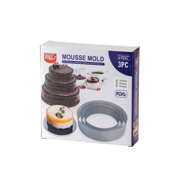 Cake Ring Round/ Mousse Mold Stainless Steel 3pc Set - Image 2