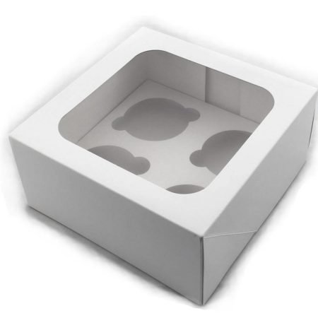 Cupcake Box White 4 Holes