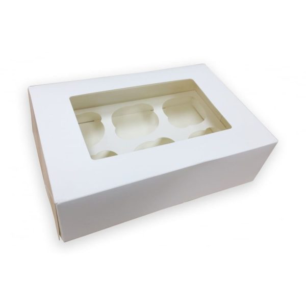 Cupcake Box White 6 Holes