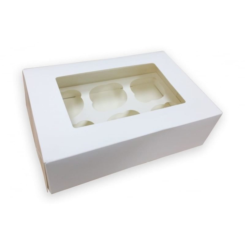 Cupcake Box White 6 Holes