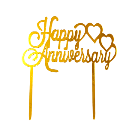 Gold Acrylic Happy Anniversary Cake Topper