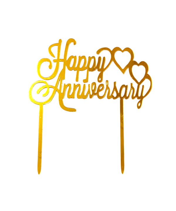 Gold Acrylic Happy Anniversary Cake Topper