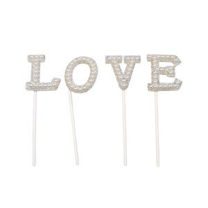 Love theme white cake topper