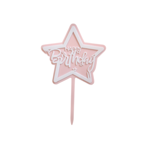 Pink Star Happy Birthday Cake Topper