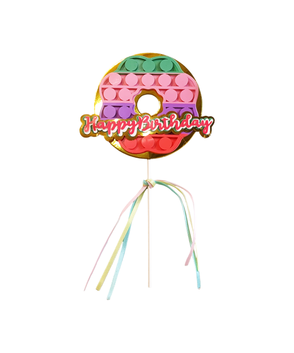 Multi Colour Round Shape Happy Birthday Cake Toppers