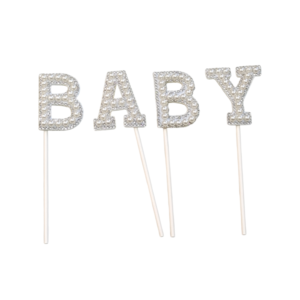 white baby cake topper