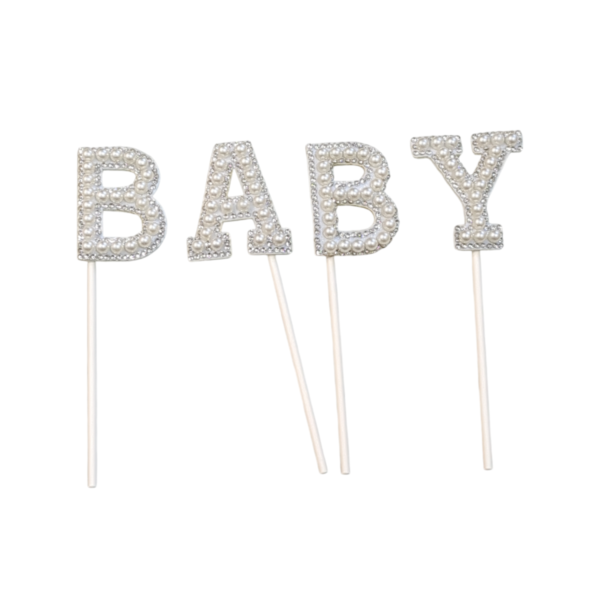 white baby cake topper