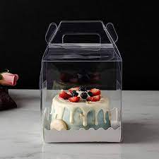 Full square clear cakke box 2 handle