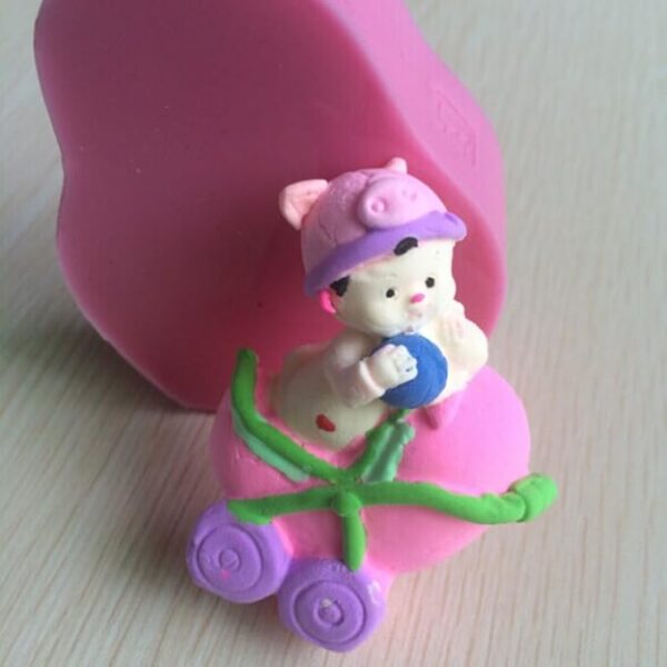 Baby in Wheelbarrow silicone mould 1