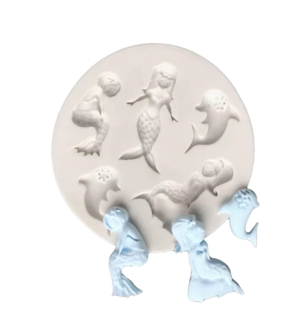 mermaid and dolphin silicone fondant mould