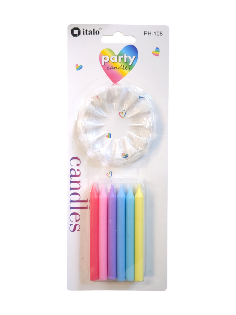 12-Pieces Multi Colour Birthday Candles with handle