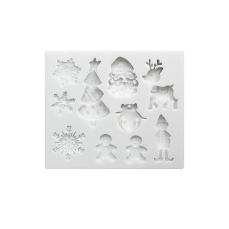 Christmas Santa Claus, Snow Deer, Snowflake, Gingy, Xmas Tree 3D Shape Silicone Fondant Mould